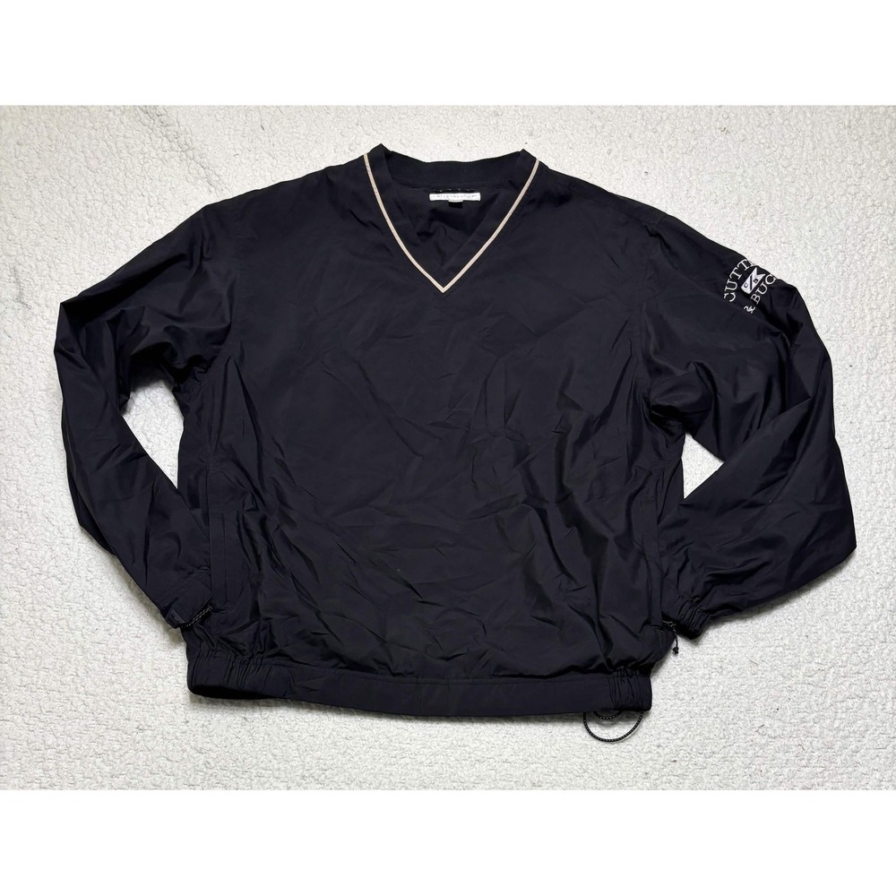 Cutter & Buck Mens Outerwear Windbreaker Size L Black Pullover Polyester Solid